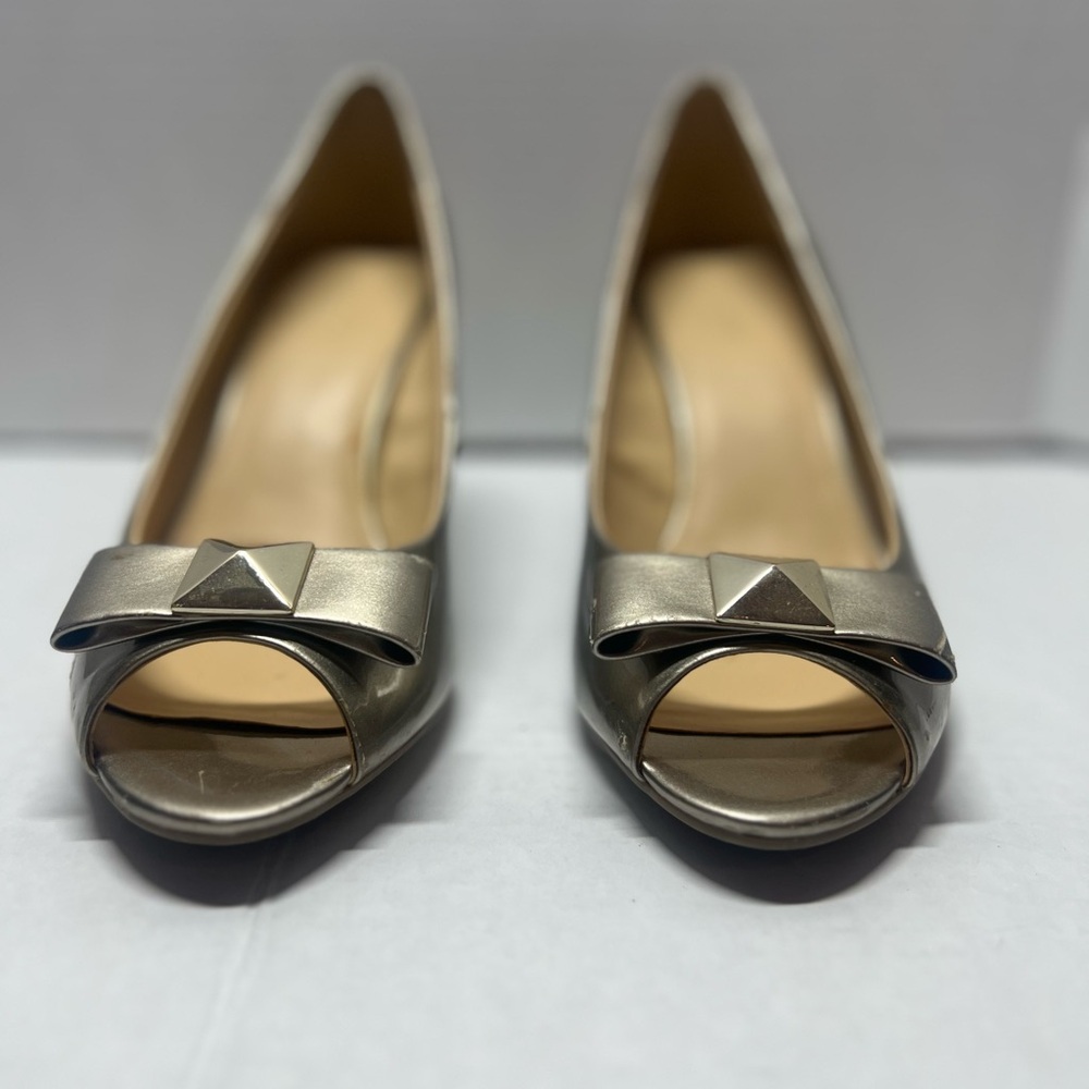 Elegant Metallic Peep-Toe Heels